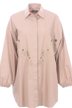 Abito camicia in cotone con ricami