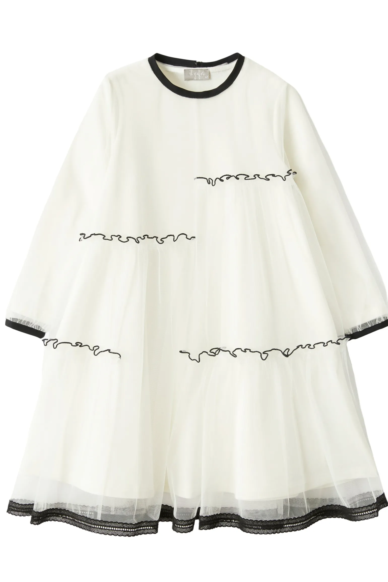 abito girocollo con tulle
