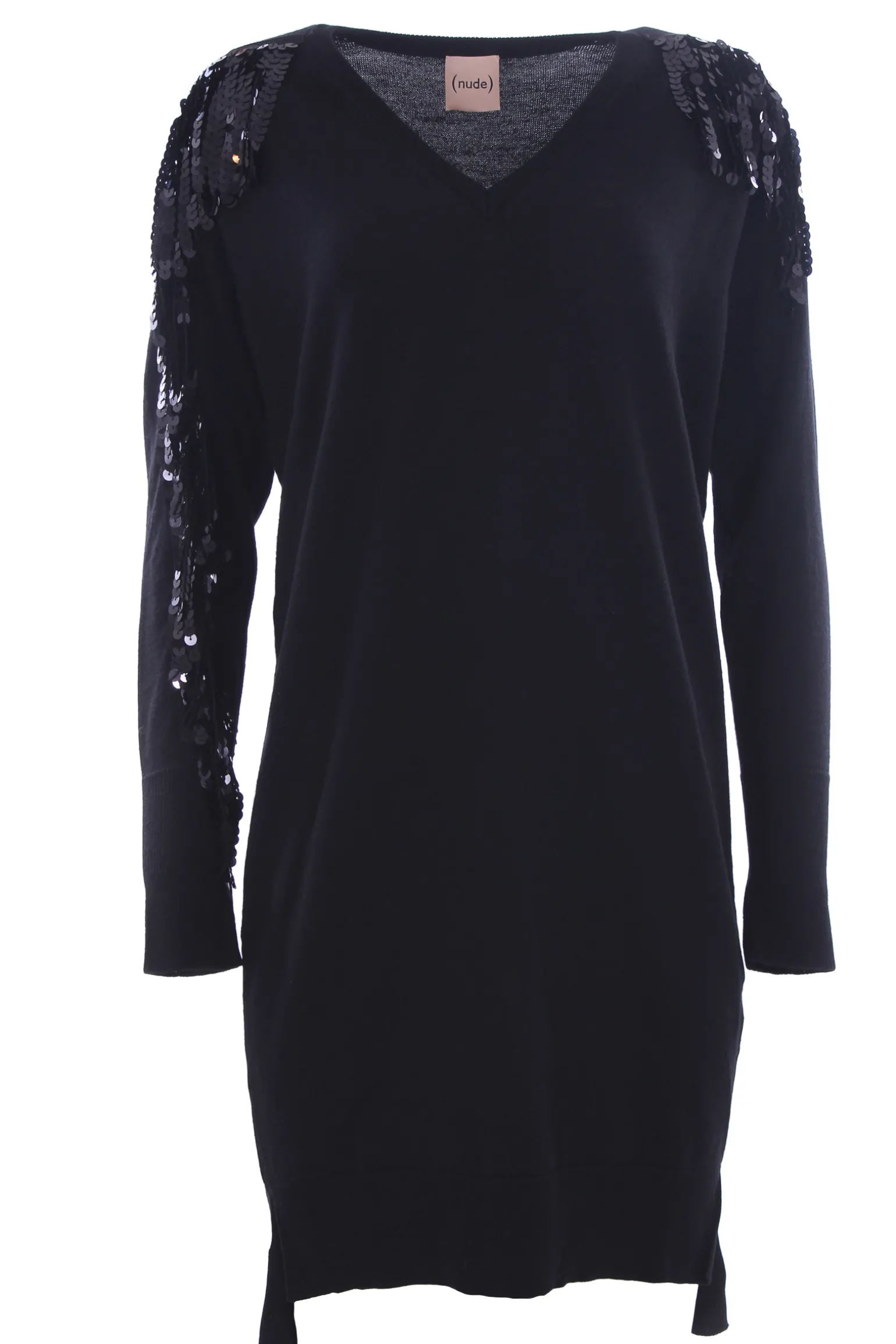 Abito longuette in lana con paillettes