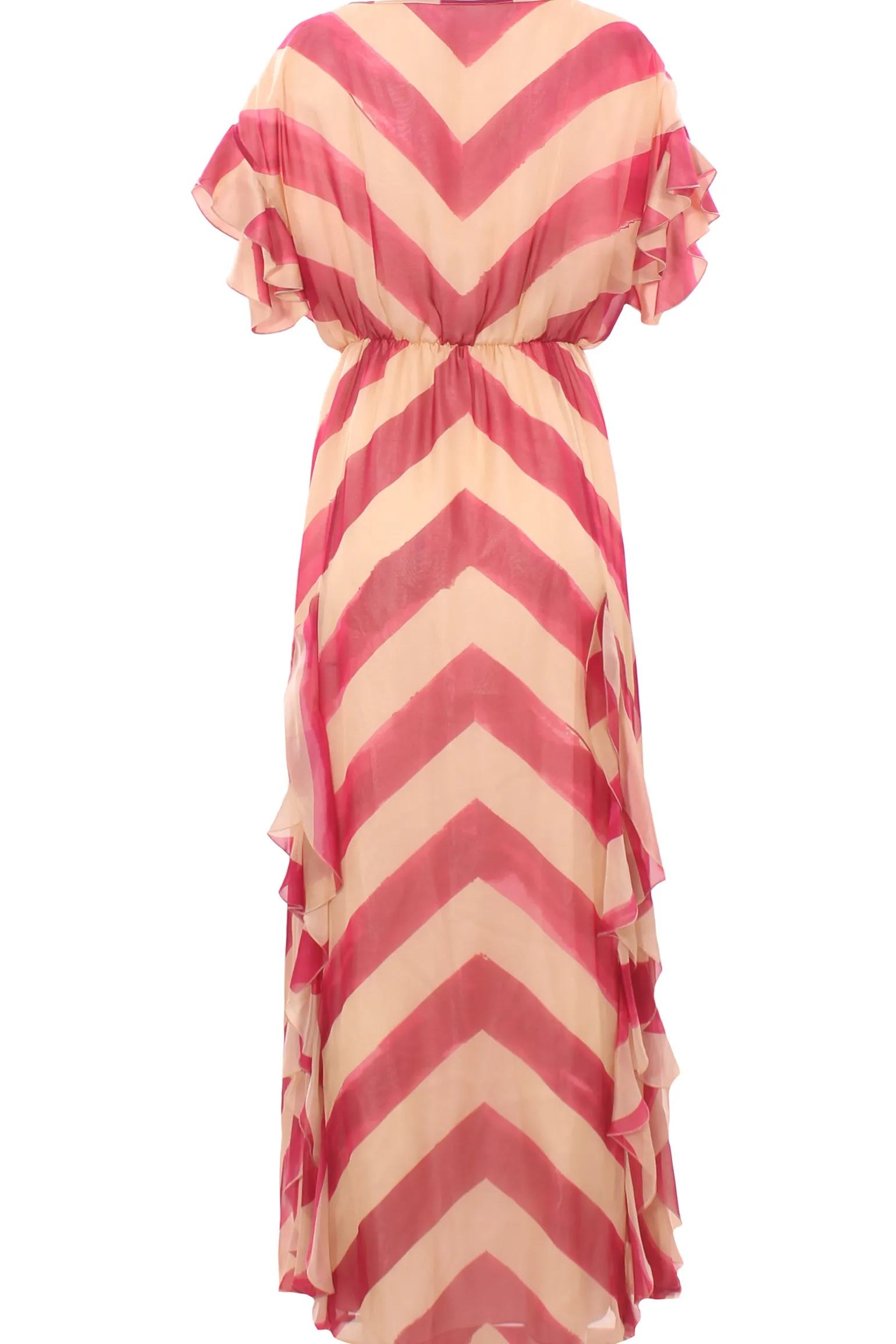 Abito lungo in chiffon con motivo chevron