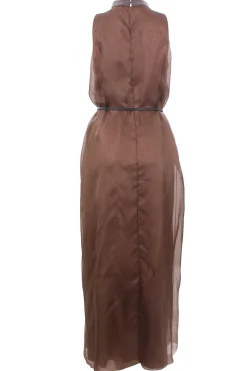 Abito lungo in organza di seta con rouches