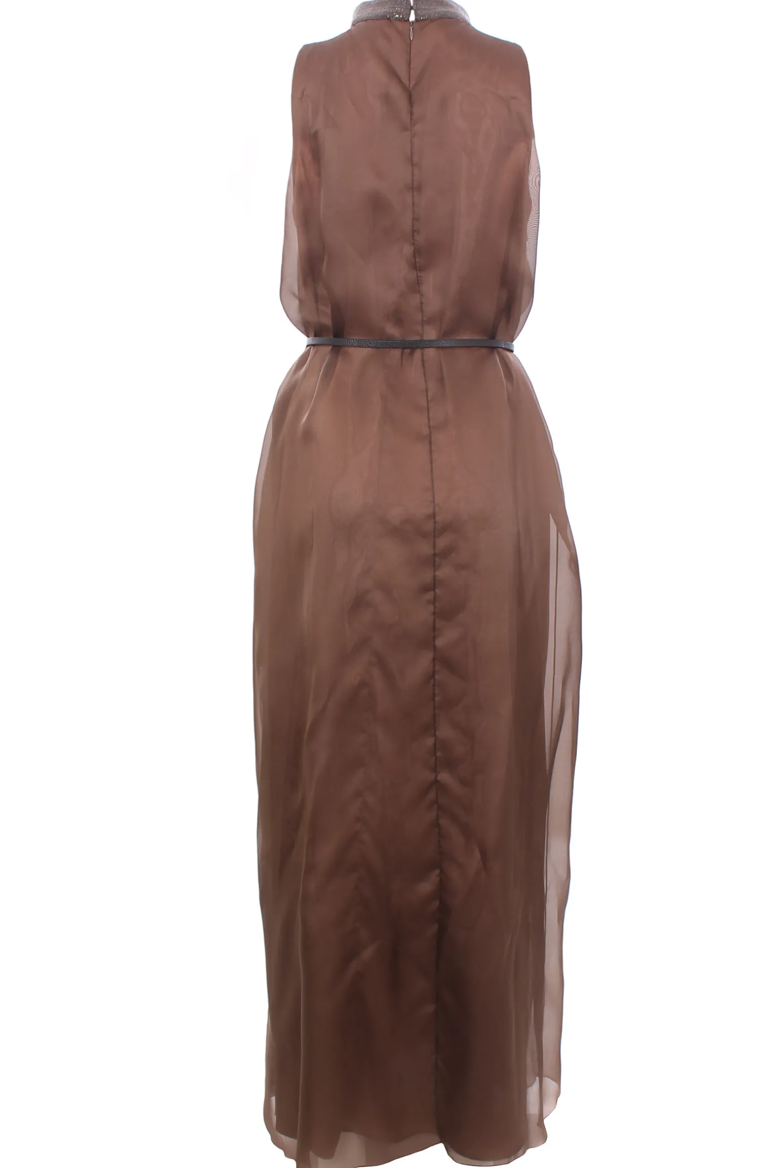 Abito lungo in organza di seta con rouches