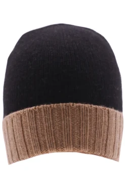 berretto cupola rasata bicolore in cashmere