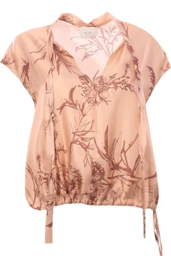Blusa dandy in seta stampata con coulisse