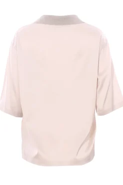 Blusa in viscosa di seta collo lurex