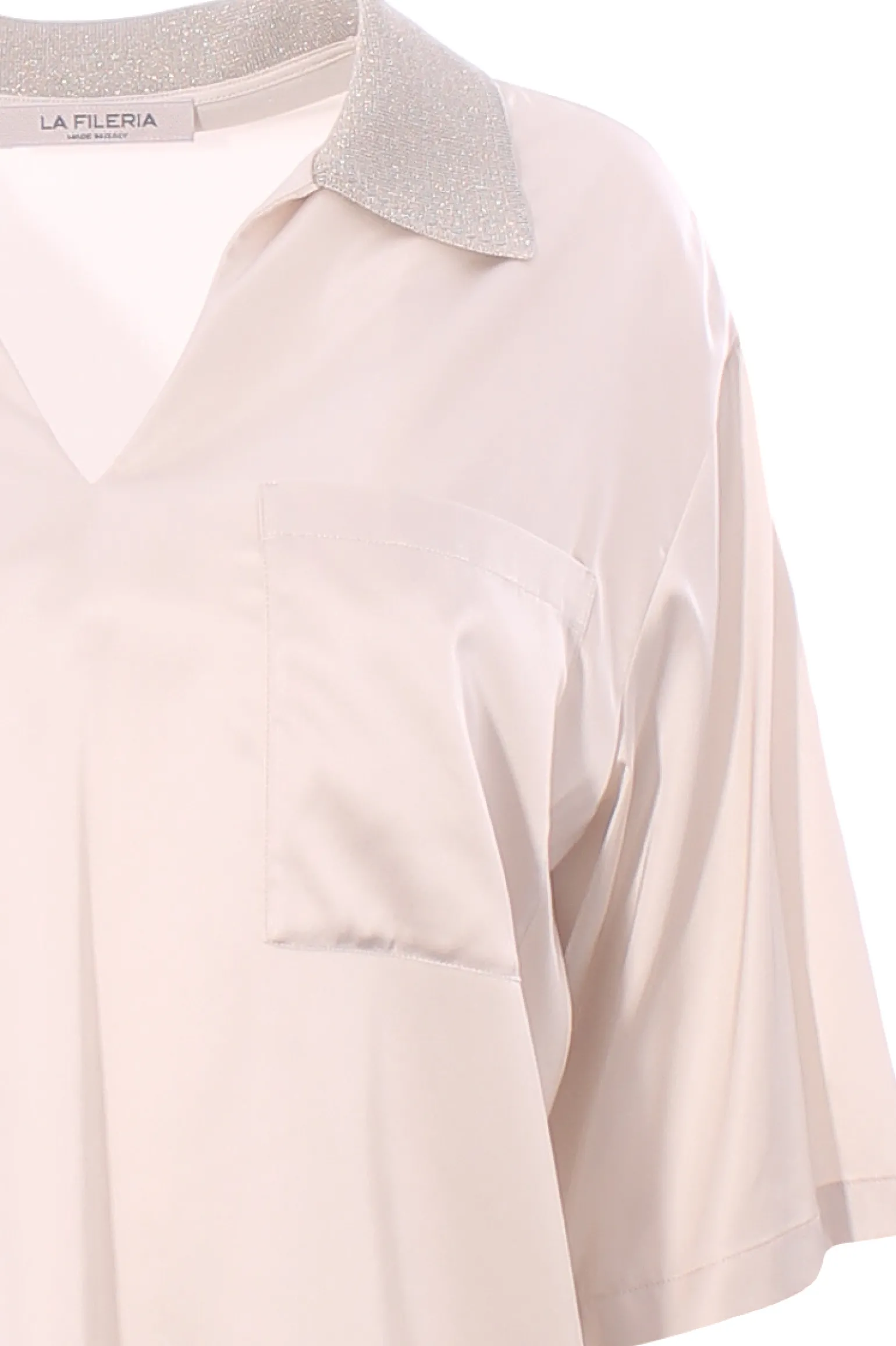 Blusa in viscosa di seta collo lurex