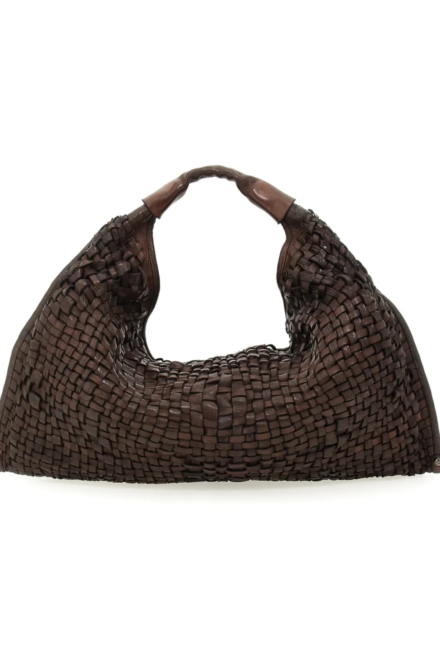 Borsa a spalla in pelle di vacchetta intrecciata