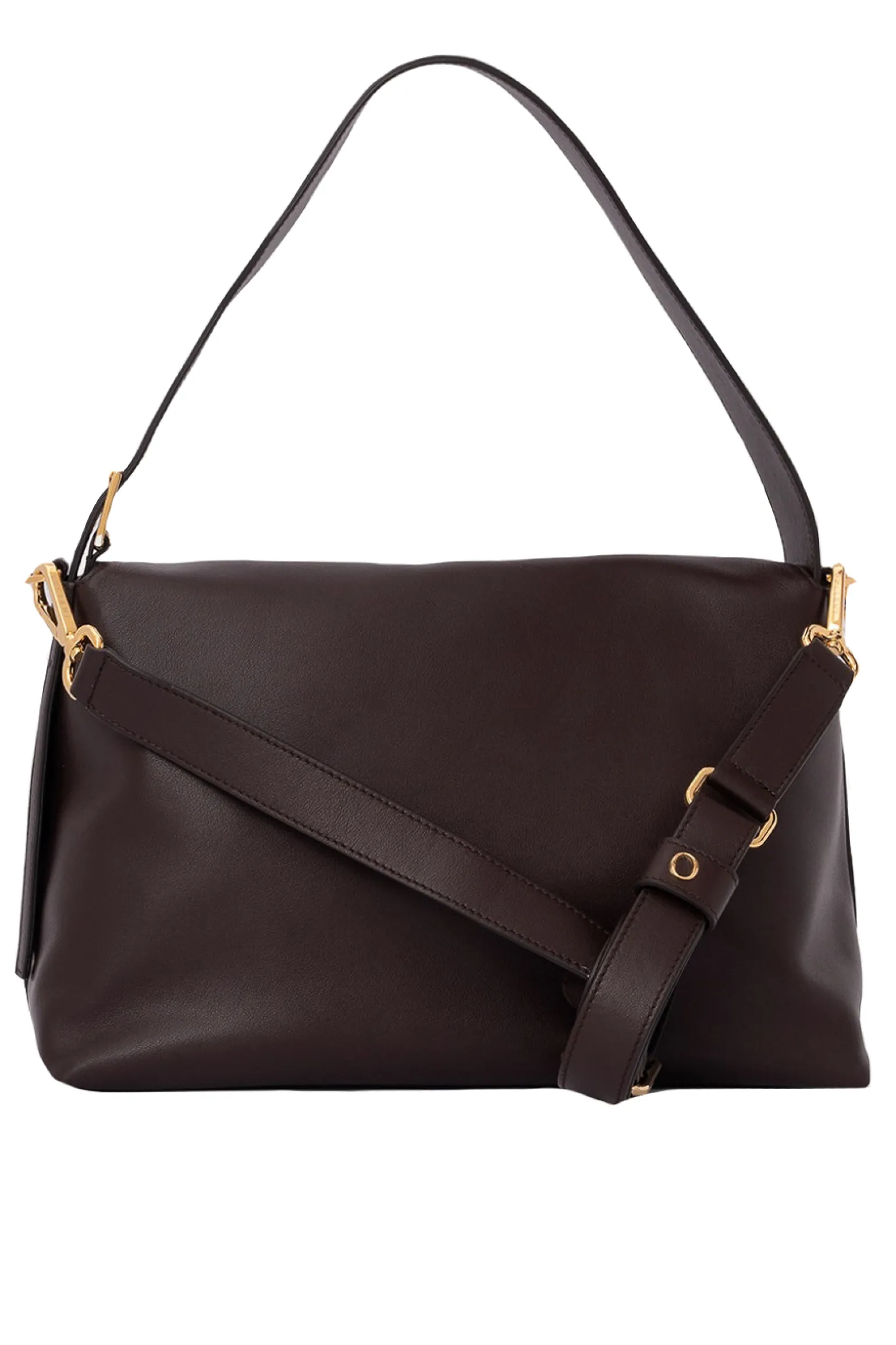 Borsa a spalla nana nappa in pelle martellata con tracolla