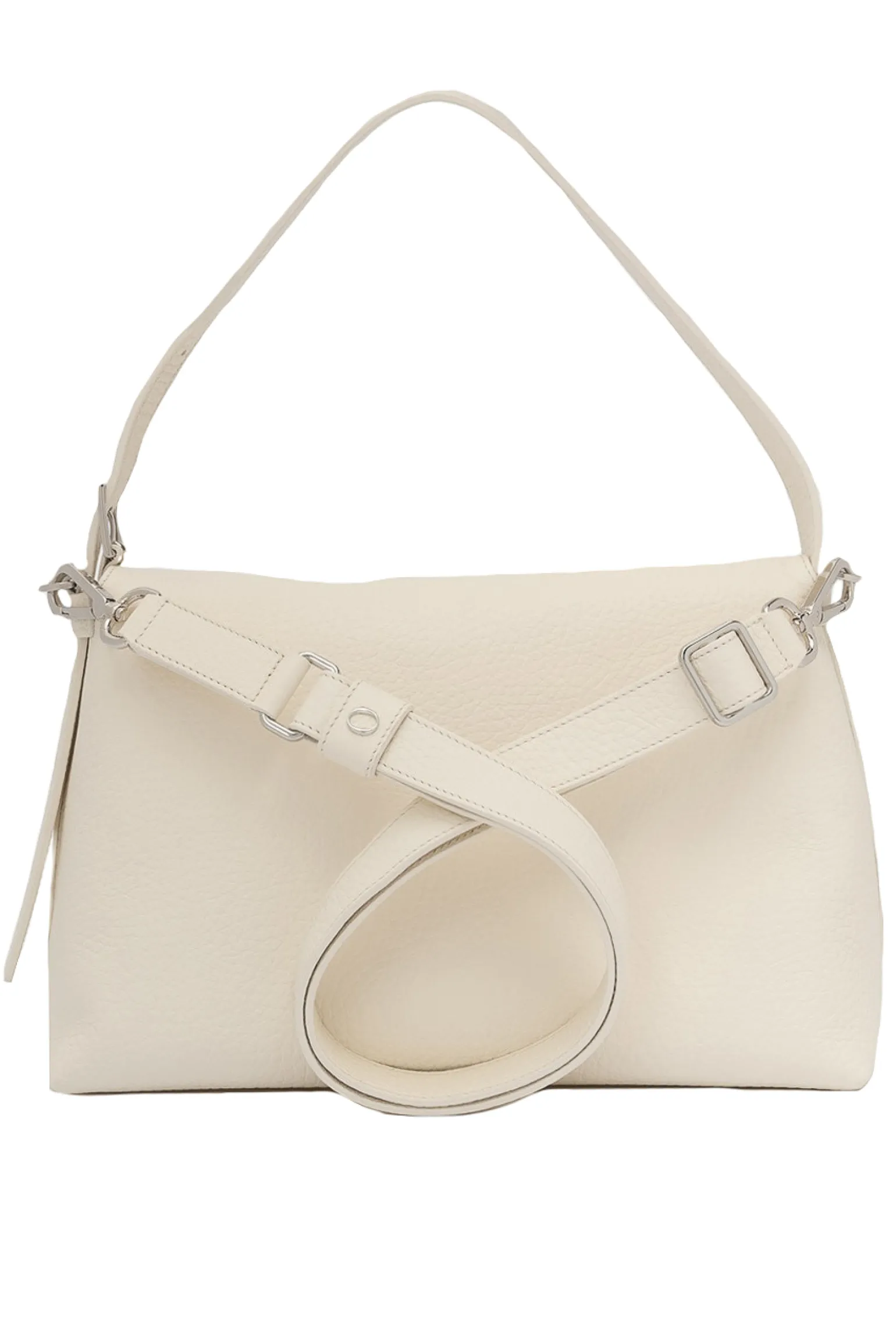 Borsa a spalla nana soft in pelle martellata con tracolla