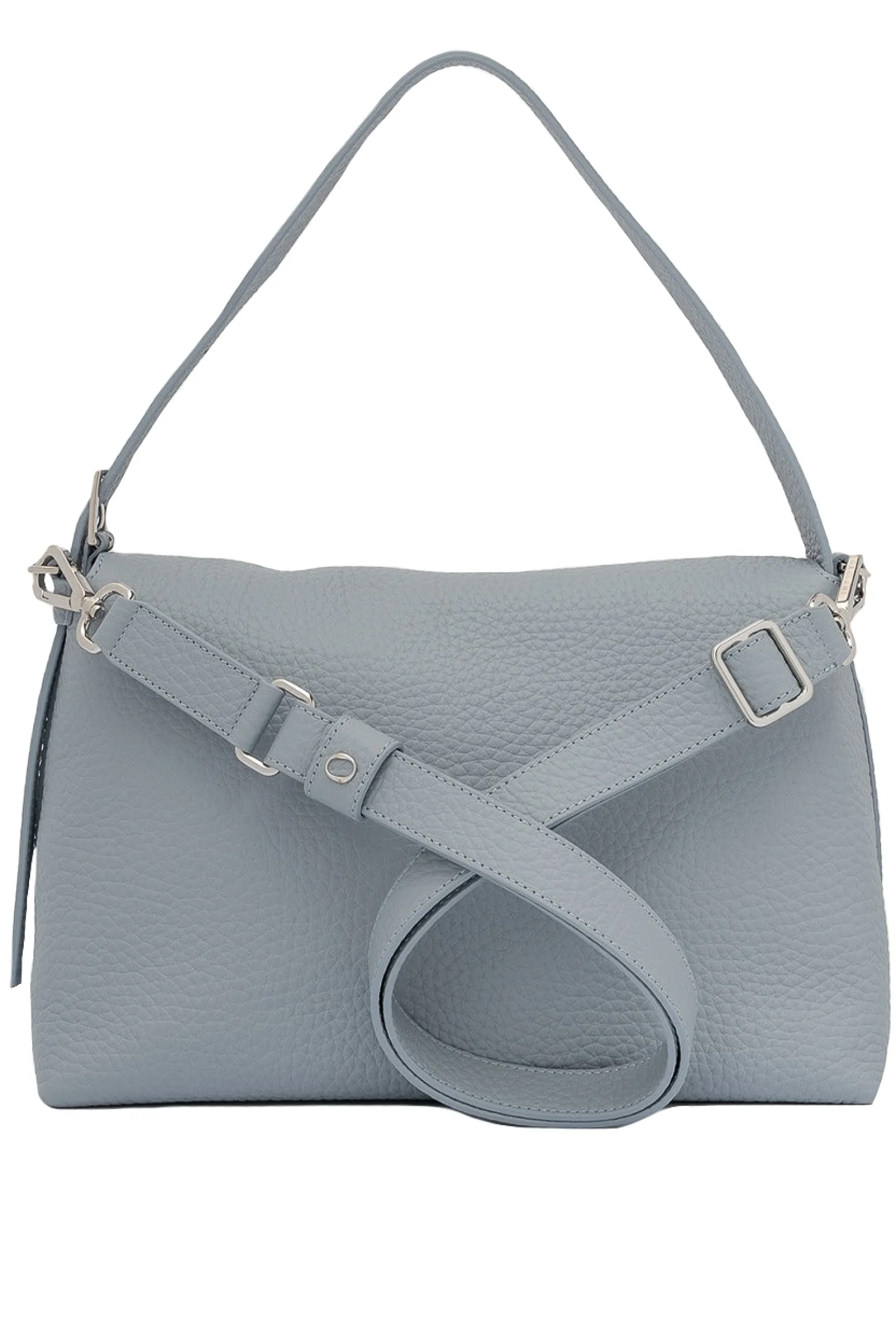 Borsa a spalla nana soft in pelle martellata con tracolla