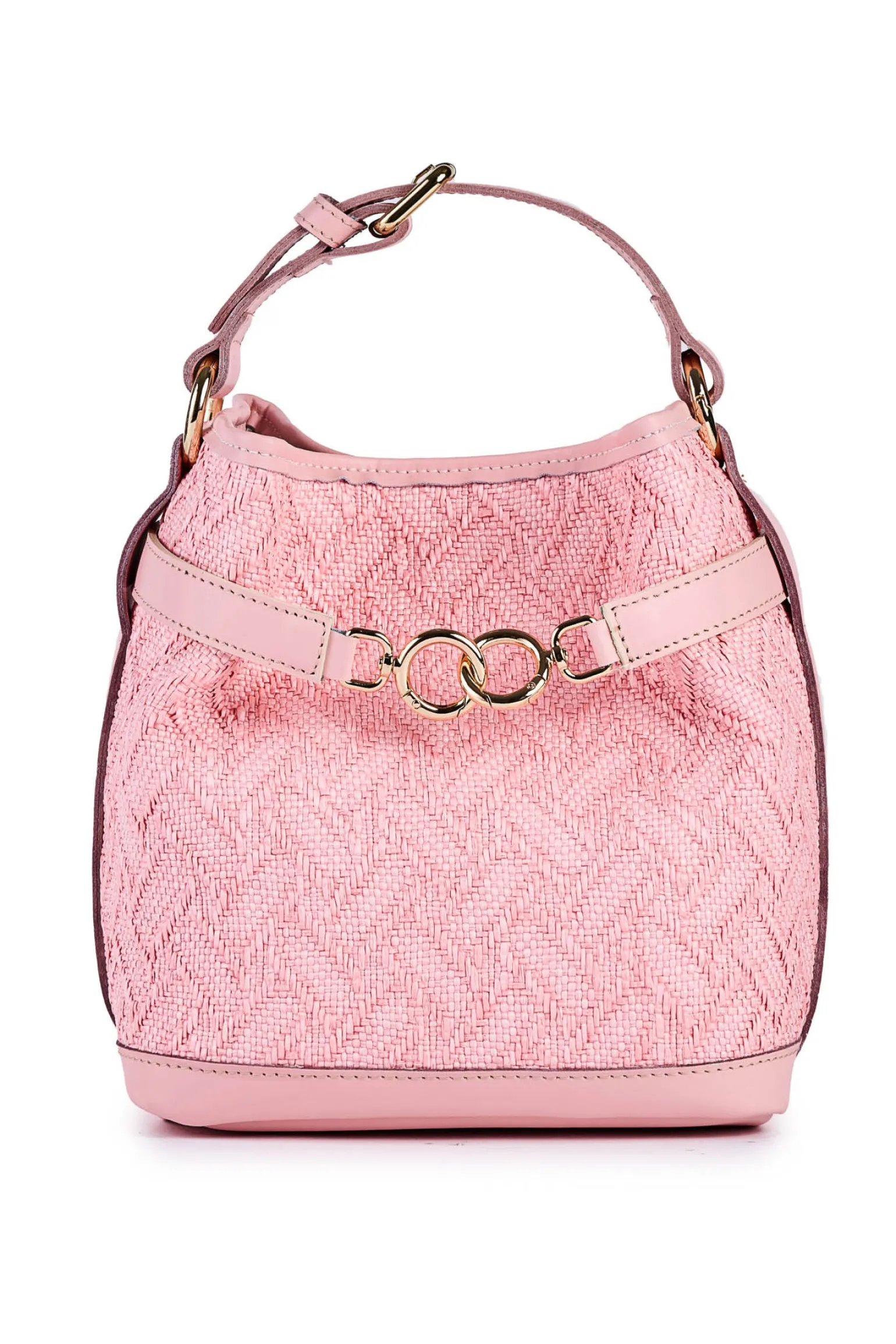 Borsa secchiello piccolo in rafia jacquard