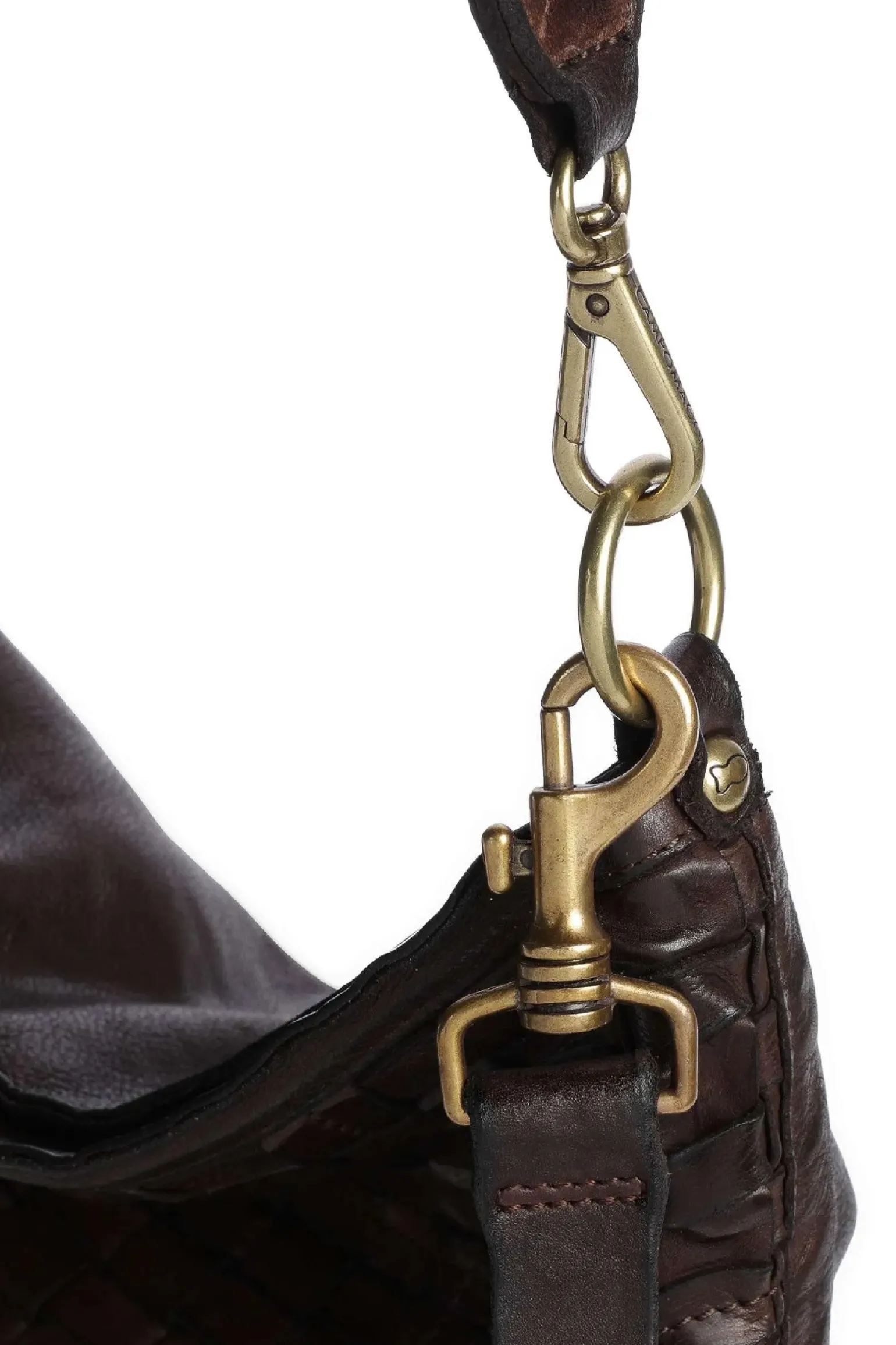 Borsa shopping edera in pelle di vacchetta intrecciata