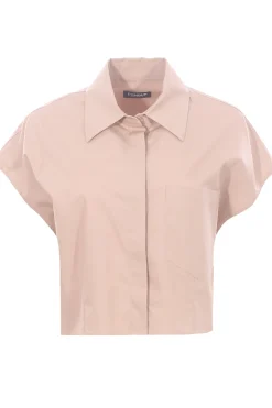 Camicia corta in cotone con ricami