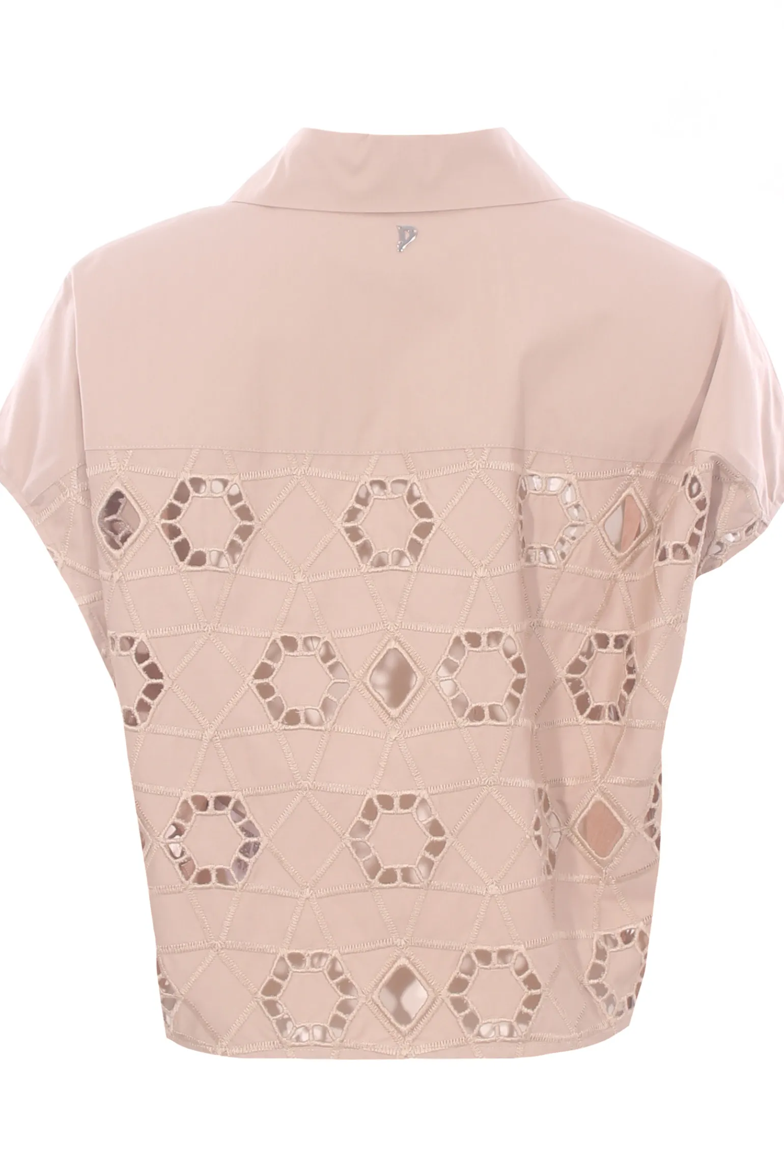 Camicia corta in cotone con ricami