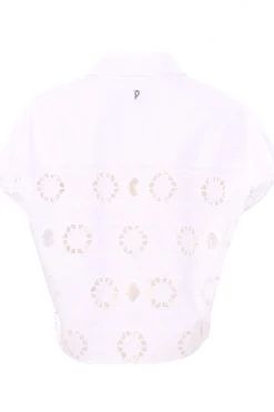 Camicia corta in cotone con ricami