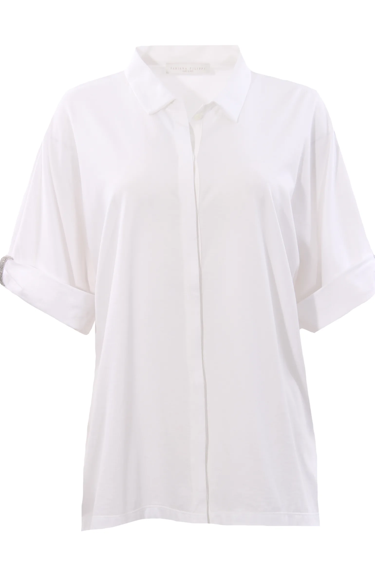 Camicia in jersey di cotone con monile