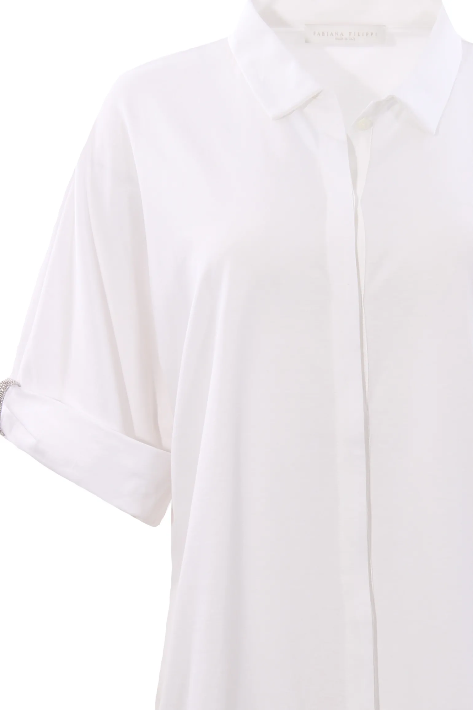 Camicia in jersey di cotone con monile