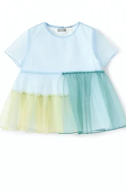 Camicia in tulle girocollo