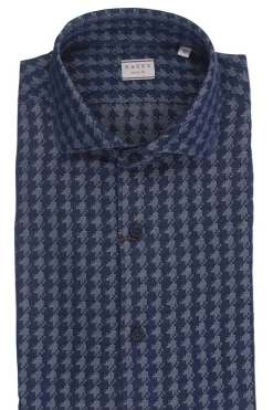 Camicia jacquard in filato indaco