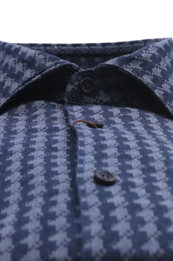 Camicia jacquard in filato indaco