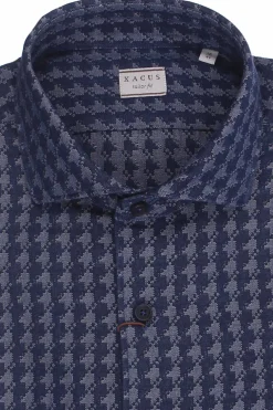 Camicia jacquard in filato indaco