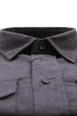 Camicia over in flanella di cotone tinto filo