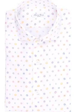 camicia stampata in lino e cotone