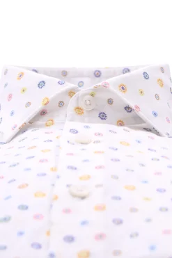 camicia stampata in lino e cotone