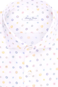 camicia stampata in lino e cotone