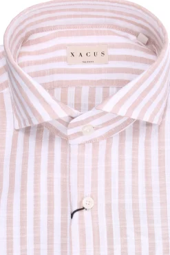 Camicia taylor a righe in cotone fiammato
