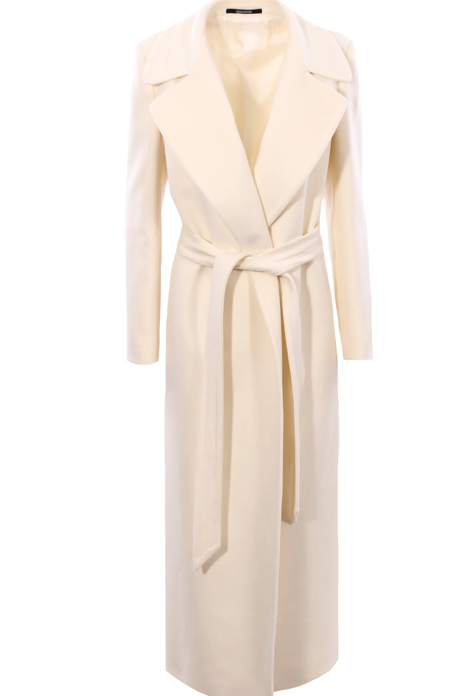 Cappotto lungo in lana con cintura