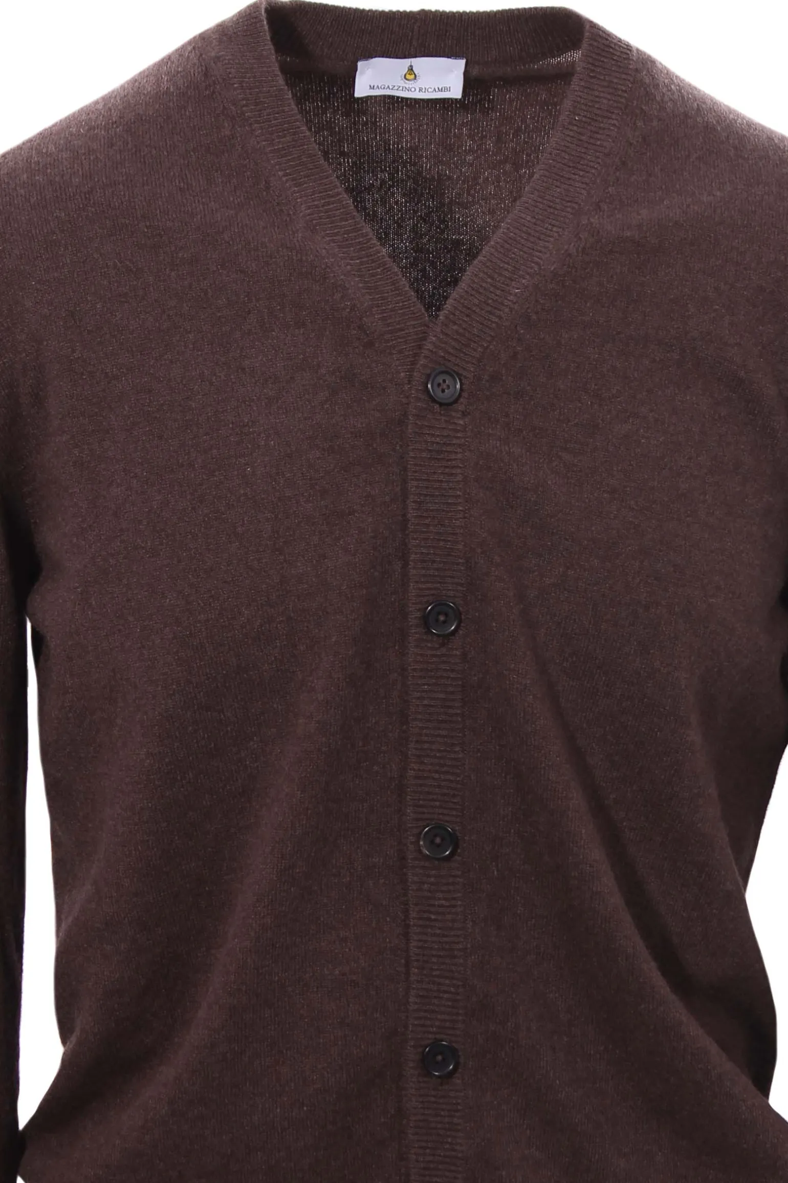 Cardigan chiusura alta in puro cashmere