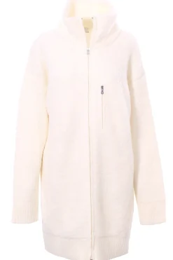 Cardigan lungo con zip effetto boucle'
