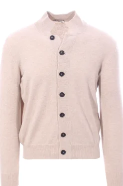 cardigan polo in lana, seta e cashmere