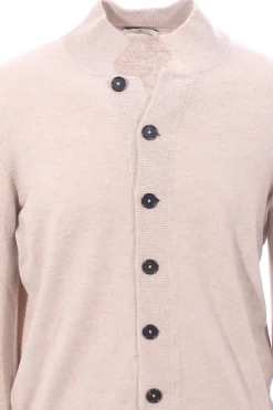 cardigan polo in lana, seta e cashmere