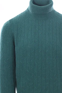 collo alto treccia in green cashmere