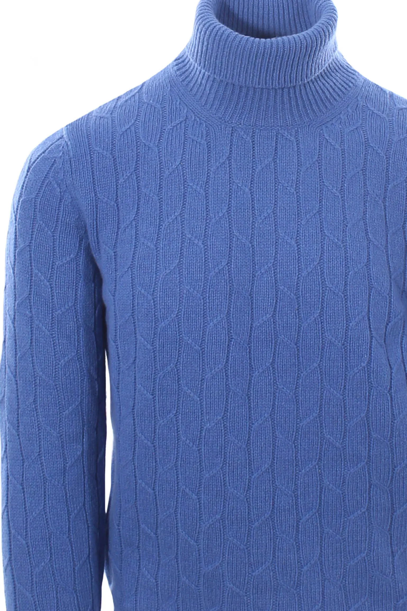 collo alto treccia in green cashmere