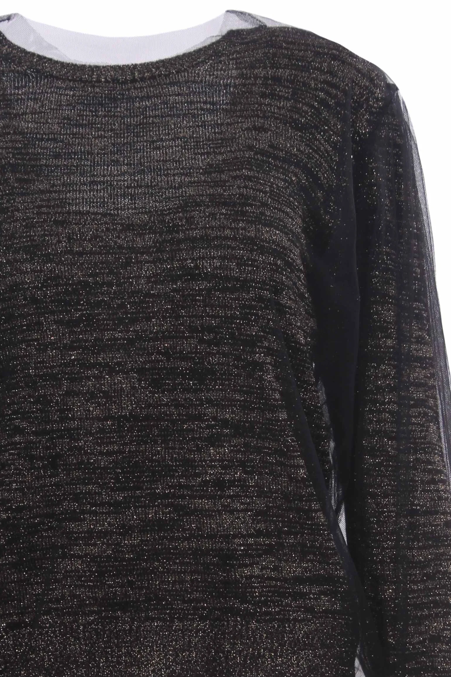 Collo a v doppiato con tulle