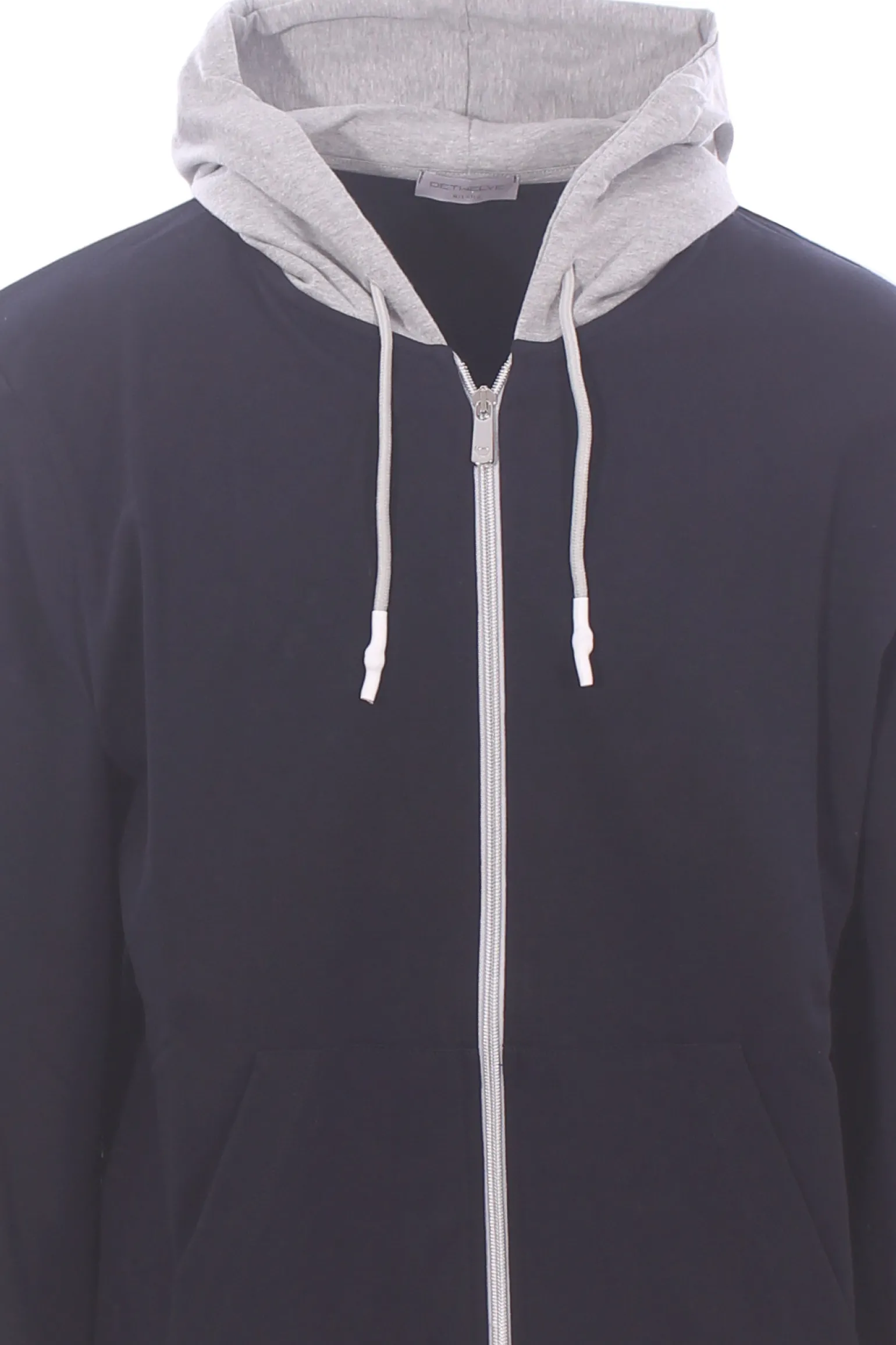 felpa cappuccio full zip bicolore