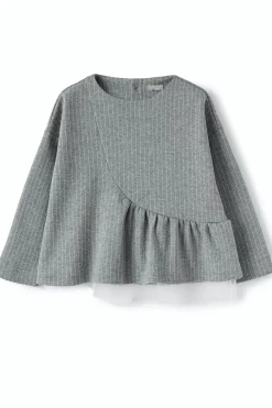 Felpa gessata con tulle