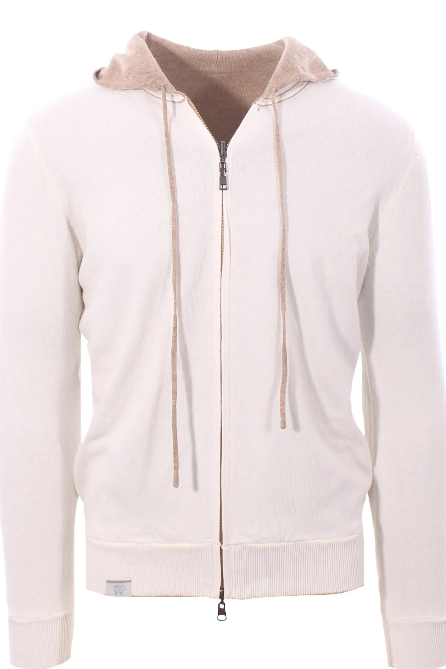 full zip cappuccio reversibile in lana e cashmere