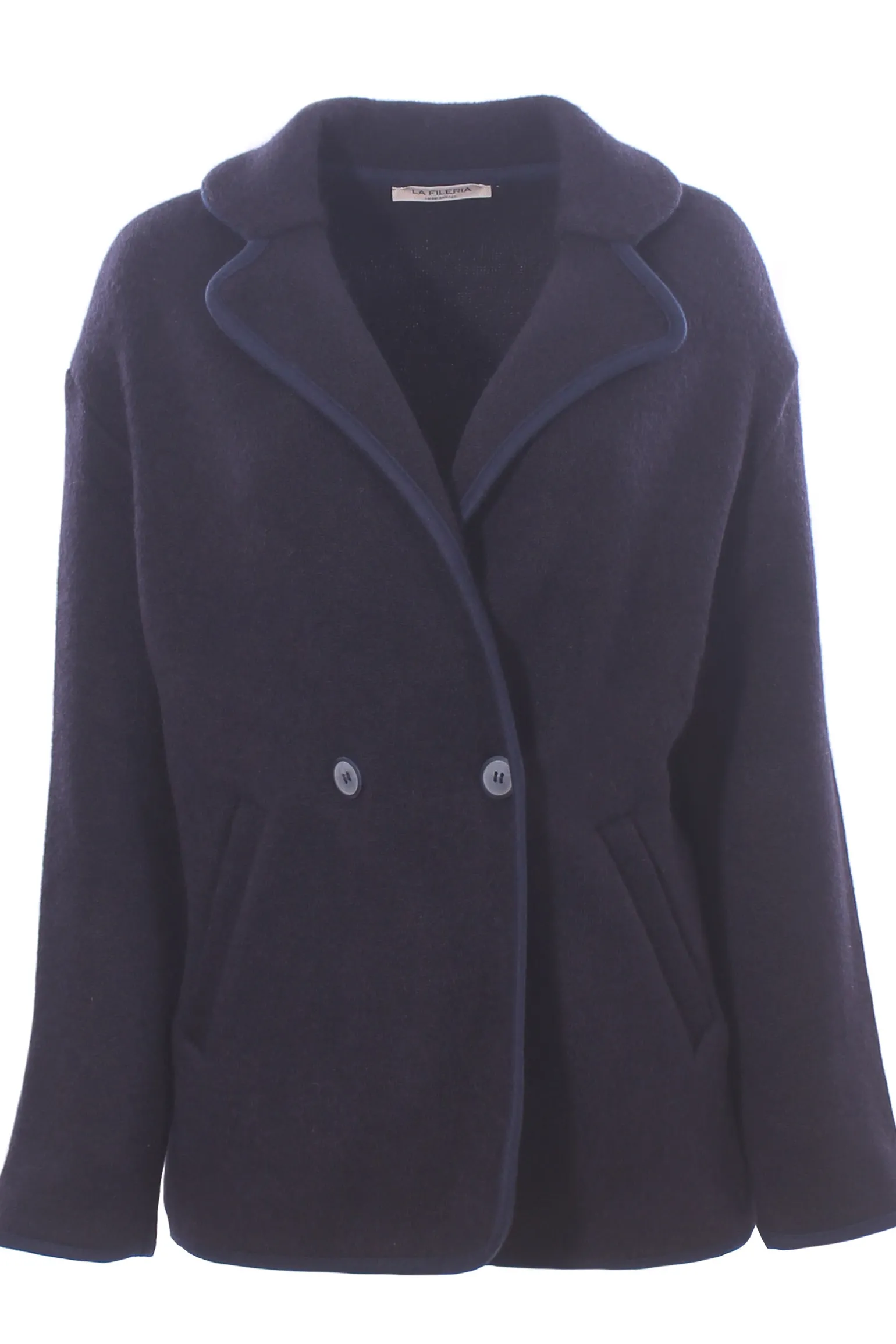 giacca in maglia con profili
