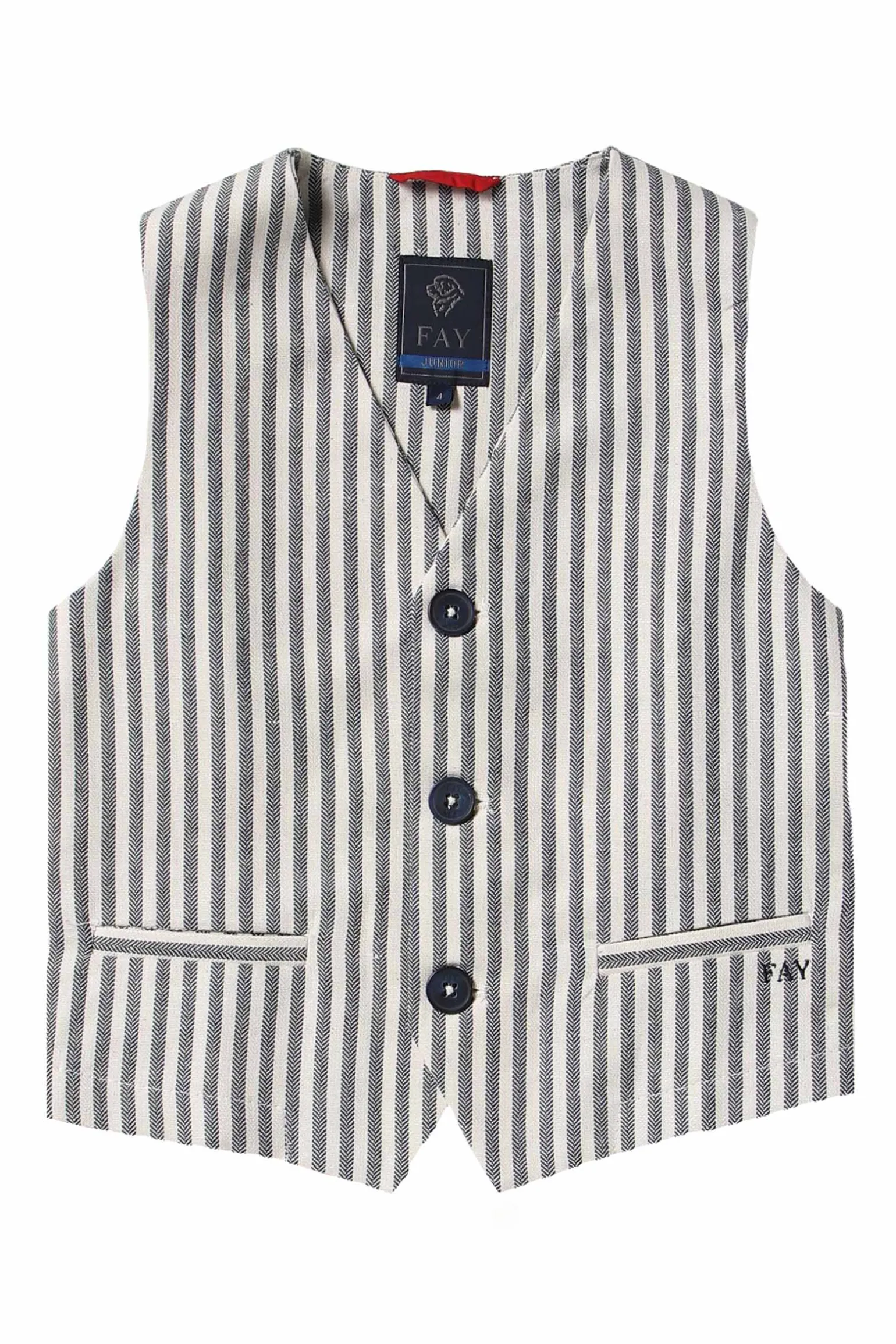Gilet rigato in cotone e lino