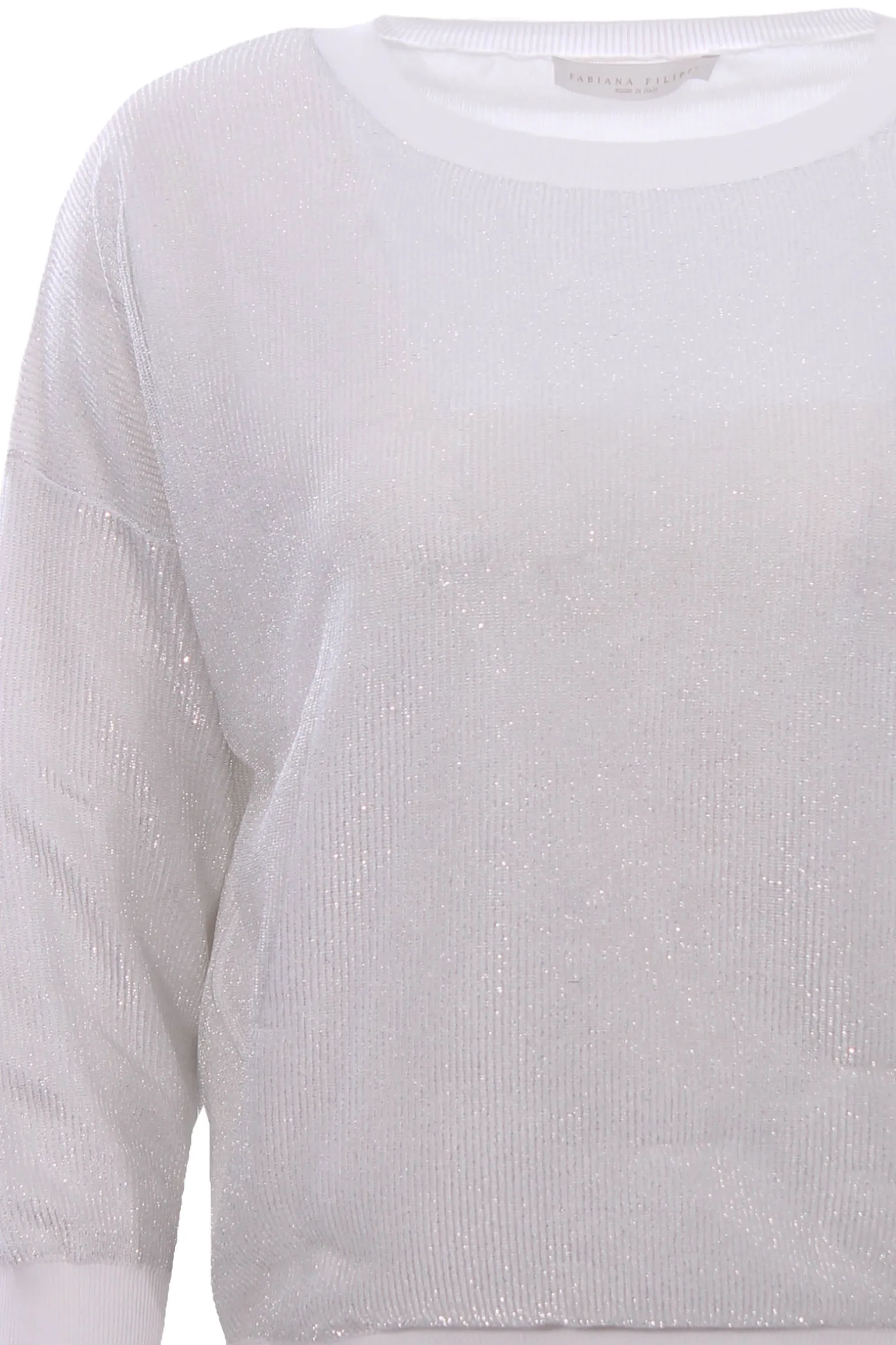 Girocollo in cotone effetto lurex