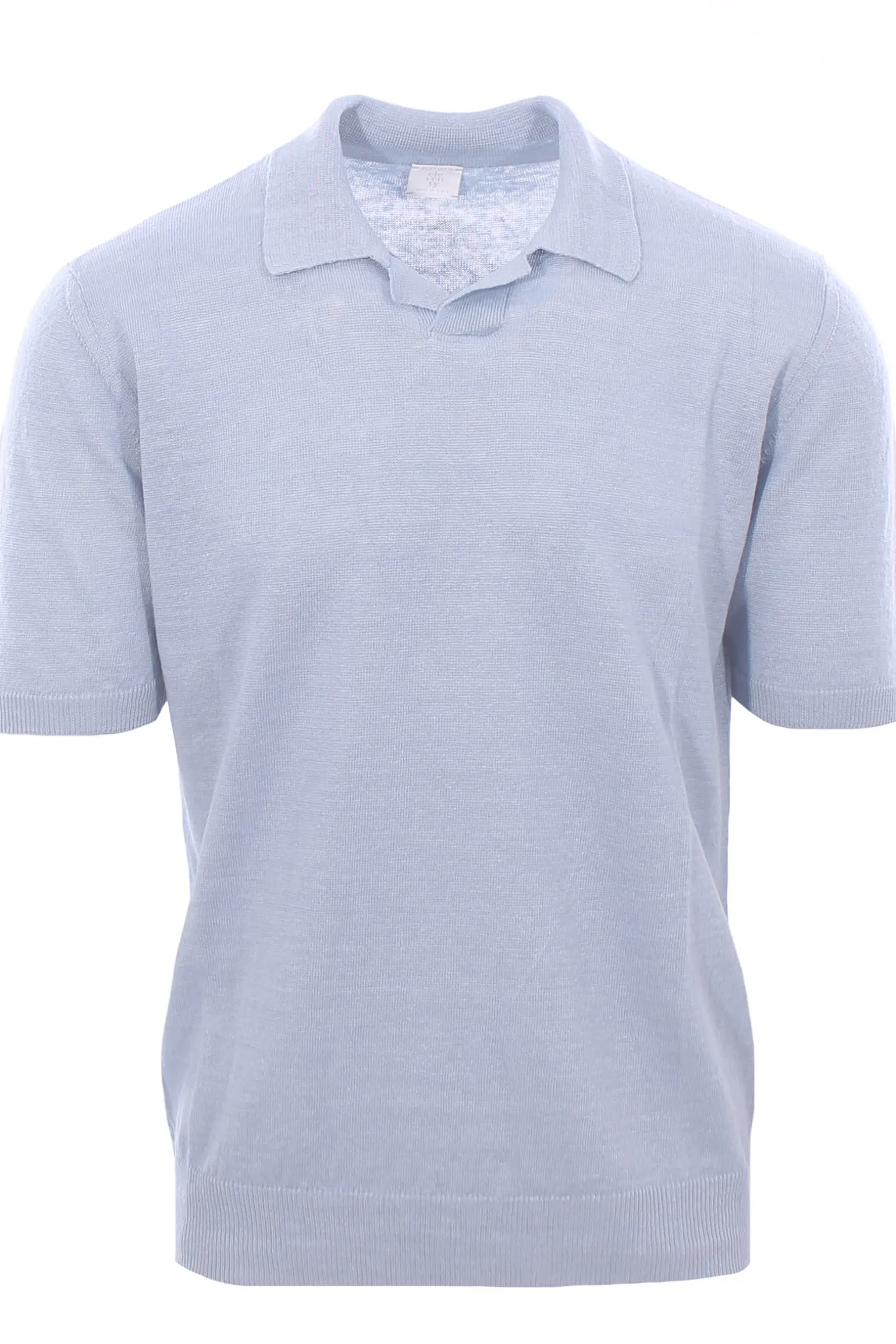 maglia polo collo bowling in lino