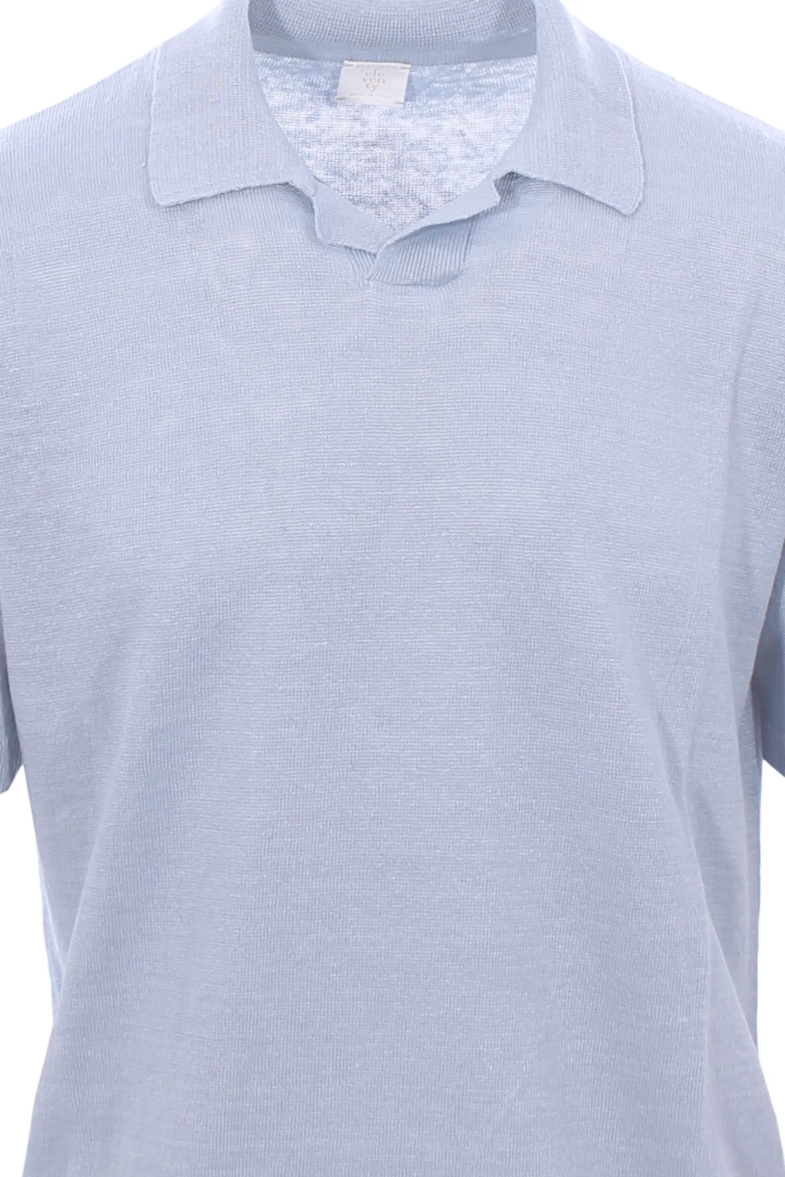 maglia polo collo bowling in lino