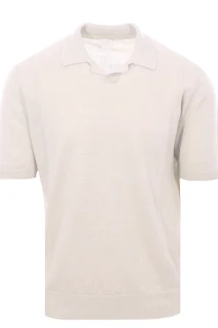 maglia polo collo bowling in lino