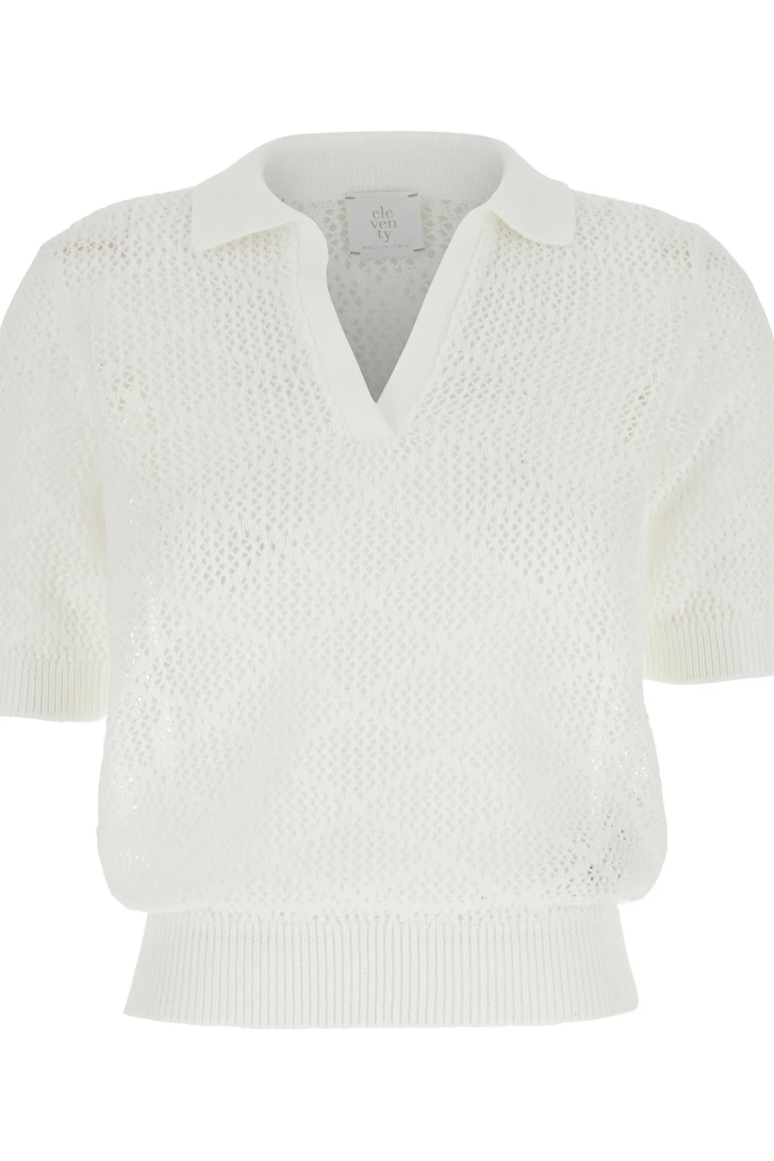 Maglia polo in cotone traforato