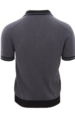 Maglia polo treccina in cotone con contrasti
