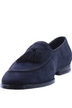 Mocassino in suede con nappine in tessuto